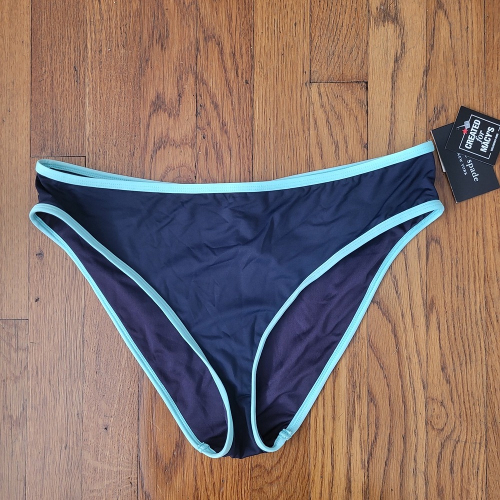 Kate Spade XL Women Bikini Bottom High Cut Full Coverage Back Blue New
